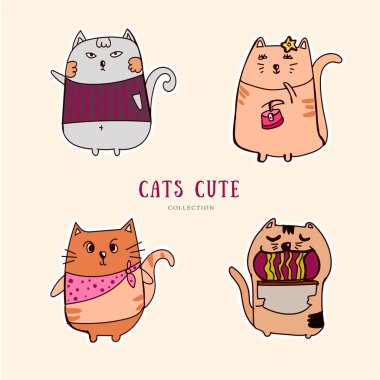 Free vector coloured cats collection