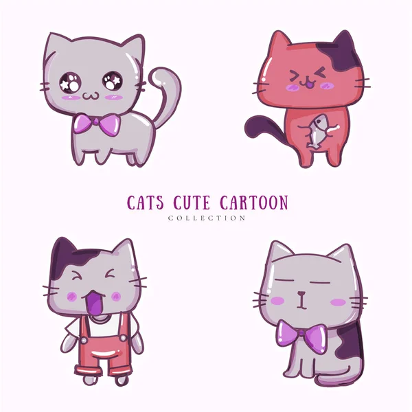 Free Vector Coloured Cats Collection — 스톡 벡터