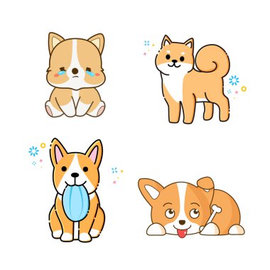 Vector different type of vector cartoon dogs
