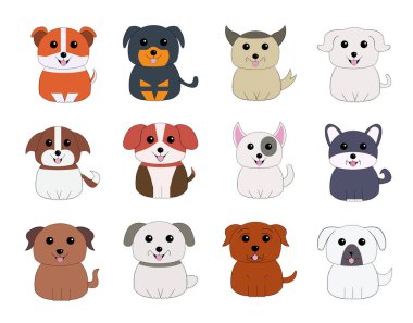 Vector different type of vector cartoon dogs