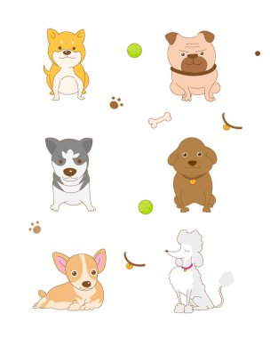 Vector different type of vector cartoon dogs