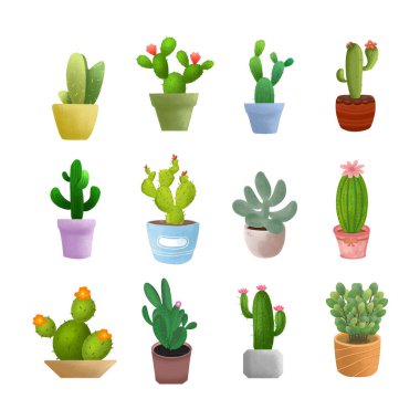 Free vector cute cactus collection