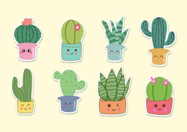 Free vector cute cactus collection