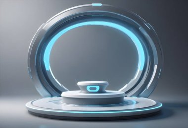Ürün için fütürist stil simetrik podyum koyu arkaplan ışığı