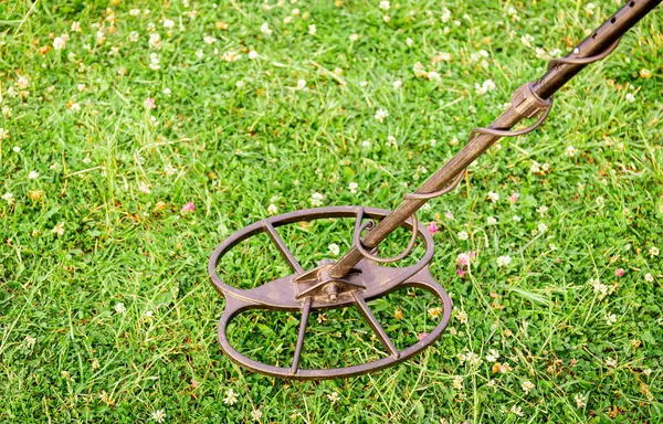 Stock image Search for coins with a metal detector. Search for ancient treasures.