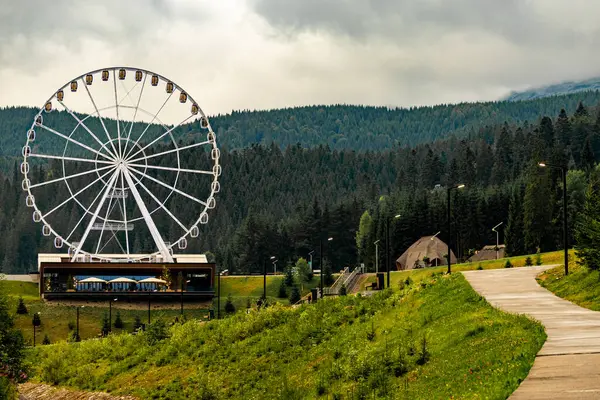 stock image Ferris wheel with beautiful lighting in Bukovel.