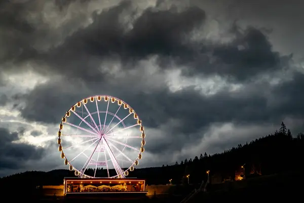 stock image Ferris wheel with beautiful illumination at night. Night 