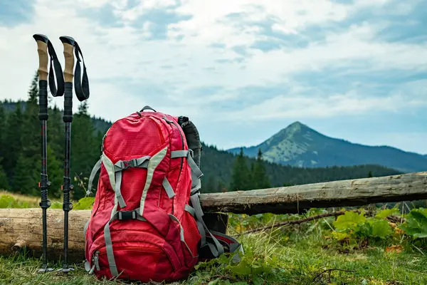 Stock image Hike high in the mountains with a backpack, mountain scenery.