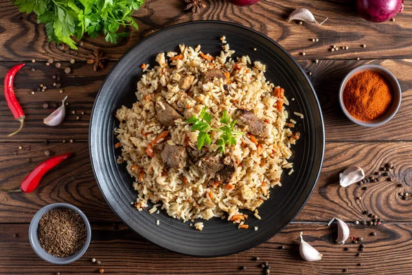 stock image rice with vegetables on a plate traditional oriental food