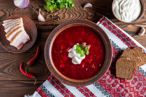 Bortsch Rouge Ukrainien Tomate Betterave Viande — Photo