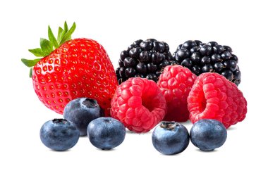 Ripe summer berries close-up, on a white background. clipart