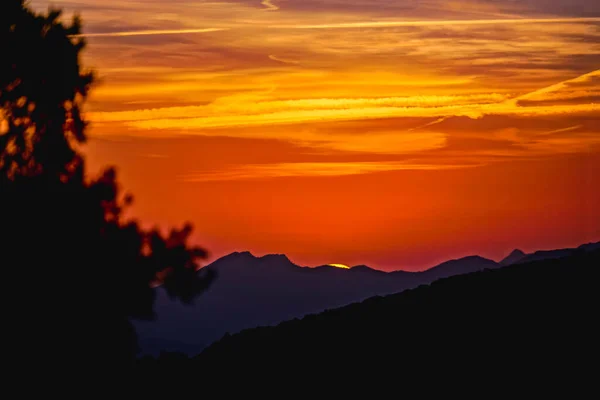 Sonnenuntergang Mit Rottönen Über Der Sierra Alpujarra Granada — Stockfoto