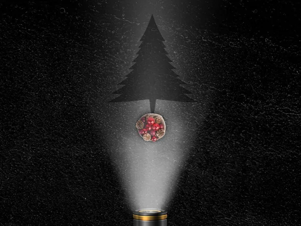 Flash Lumière Arbre Noël Ombre — Photo