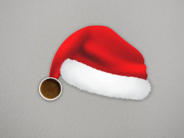 Coffee Santa Hat Merry Christmas New Year Celebration Illustration — Stock Photo, Image