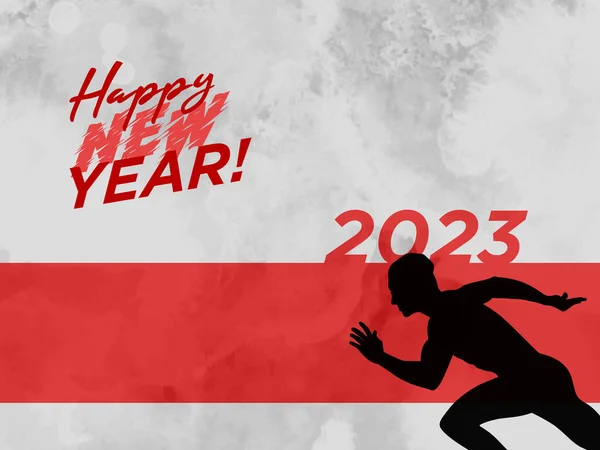 Fitness runner, 2023, wishing happy new year and new year greetings image.