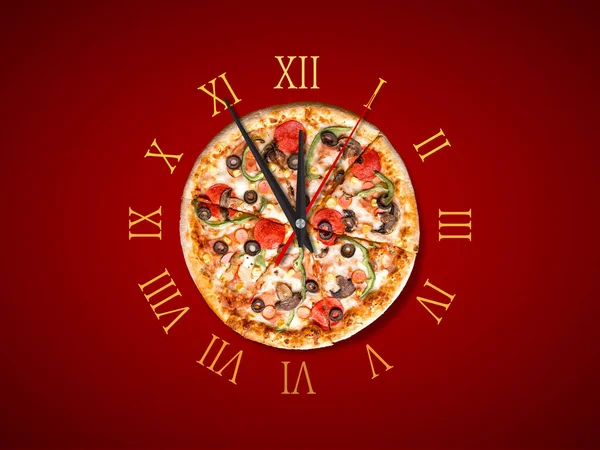 Pizza time, fast food, bad health, exercise and fitness illustration.