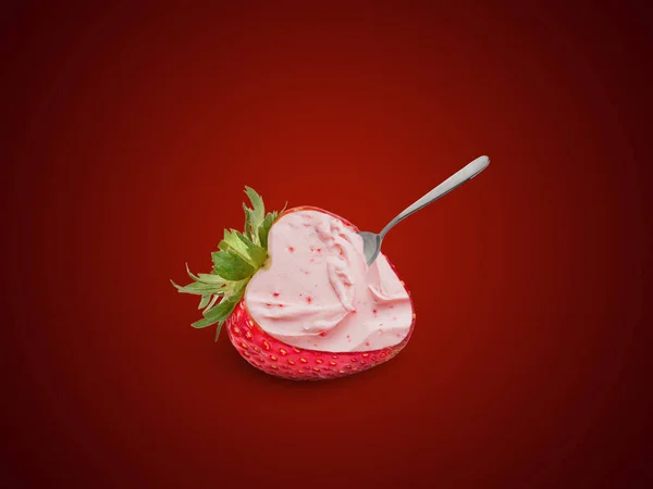 Strawberry as ice cream concept, health, diet and fitness abstraction.