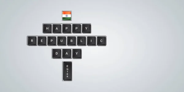 Happy Republic Day Written Keyboard Key January Republic Day Special — Zdjęcie stockowe