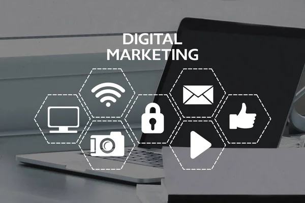 Marketing Digital Marketing Online Conceito Marketing Internet — Fotografia de Stock