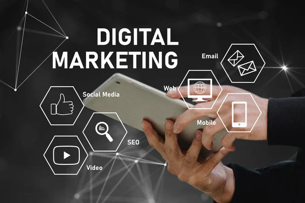 Digital Marketing Online Marketing Και Internet Marketing Έννοια — Φωτογραφία Αρχείου
