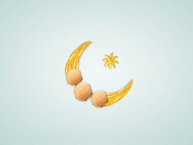 Mutlu ramazanlar, mutlu bayramlar, İslami tasarım, İslami ay, İslami selamlama ve ramazan davetiye bayrağı..