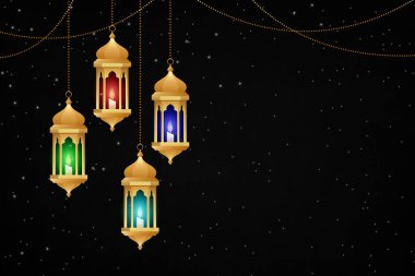 Mutlu ramazanlar, mutlu bayramlar, ramazan kareem, İslami ay, ramazanın hilal ve İslami selamlama ekranı..