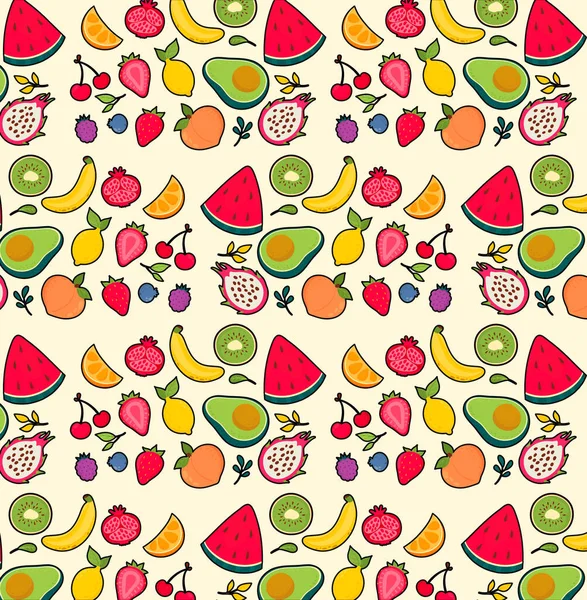 Exotický Ovocný Vzor Vektorový Styl Opakovat Pozadí Pro Barevné Ovoce — Stock fotografie