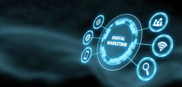 Digital Marknadsföring Länkbyggande Och Online Marknadsföring Banner — Stockfoto