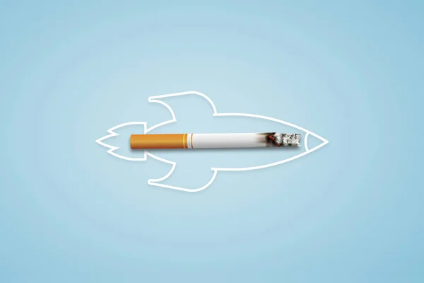 タバコをやめる 煙のデザインと禁煙のアイデアの概念を持つタバコ — ストック写真