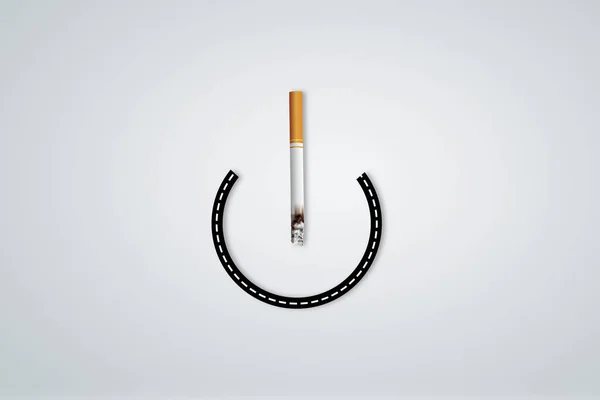 タバコ 煙のデザインと禁煙日の意識のアイデアアートとタバコを終了 — ストック写真