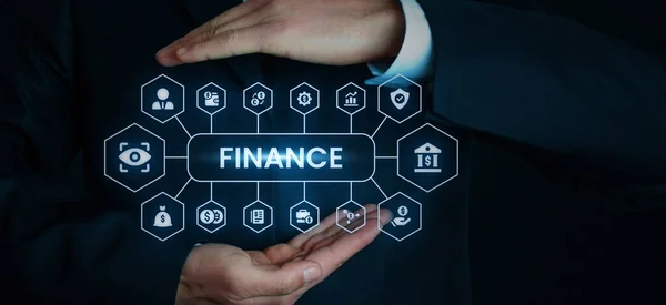 Bildschirm Für Finanzdienstleistungen Finanzstabilität Und Wirtschaftsindikatoren lizenzfreie Stockfotos