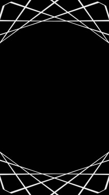 Siyah arkaplan üzerinde simetrik beyaz geometrik çizgiler, metin için yeterli kopya alanı sağlar, minimalist tasarımlar için idealdir.