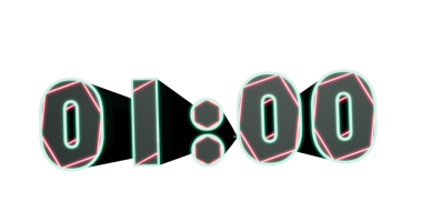 Saat 01: 00 'i gösteren neon yeşil ve pembe ışıklı dijital fütüristik zaman görüntüsü, beyaz arkaplanda izole edilmiş, arkaplan yok, şeffaf PNG biçimi