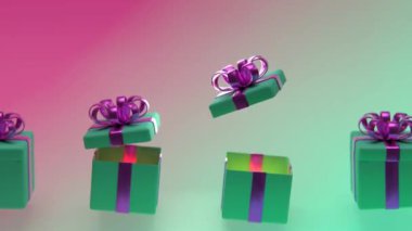 Açılış ve Kapanış Hareketiyle Döngüsü 3B Noel Hediyesi Kutusu Canlandırması