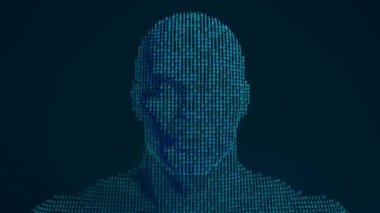 İkili Kod Animasyonu Hareketli Dijital Desenlerle Geleceğin İnsan Silueti Oluşturuluyor