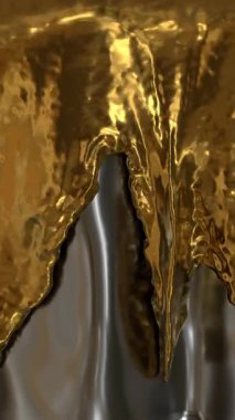 Parlak Yüksek Hareketli Prestij ve Malzeme Dönüşümünü Temsil Eden Sıvı Altın Üstten Alta Kaydırma Koyu Metalik Yüzey