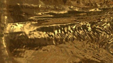 Yatay düzlemdeki dalgalı altın dokusu zengin yansımalar ve sıvı benzeri heykel biçiminde