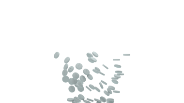 Beyaz haplar şeffaflık ve gölge derinliği ile hareket halindedir.