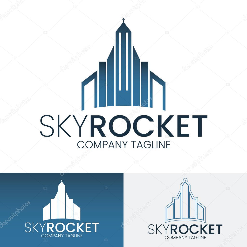 Real Estate and Business Growth Logo Design - Sleek Skyscraper Icon Symbolizing Ambition, Modern Architecture, Urban Development, and Corporate Success for Realtors and Companies