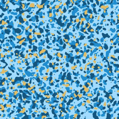 Sarı ve gri benekli kalın mavi kamuflaj izleri. Askeri, açık hava, taktik veya ileri teknoloji dijital projeler için idealdir.
