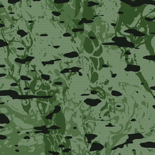 Balıkçılık malzemeleri, doğa temalı spor kıyafetleri ve kamuflaj dijital baskılarında kullanılmak için ideal su fırçası desenli koyu yeşil levrek kamuflaj deseni..