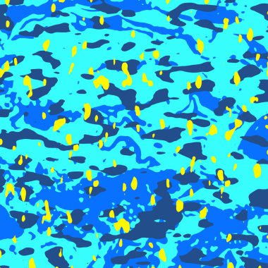 Elektrik mavisi ve neon sarısı renkli canlı soyut kamuflaj arka planı, kalın dijital desenli, keskin moda tekstili, duvar kağıdı veya iş kapağı ve reklam tasarımı için ideal..