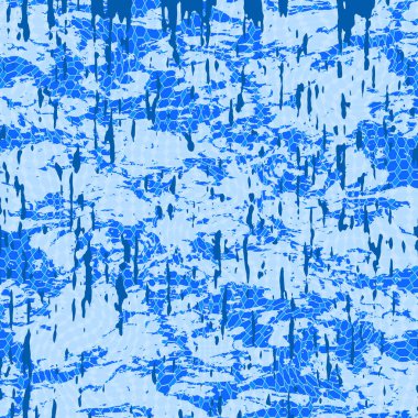 Kırık dokuları mavi tonlarda ve soyut yapıda kaba dijital desen, ticari afişler, duvar sanatı, mobil kapaklar ve şık kamuflaj temalı kumaş tasarımları için mükemmel..
