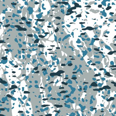 Gri ve serin mavi tonlarda soyut su akışı kamuflajı ve siyah sıçramalar, masaüstü arka planlar, mobil kapaklar, modern tekstil deseni kullanımı, pazarlama görselleri ve dijital duvar kağıdı tasarımı için ideal.