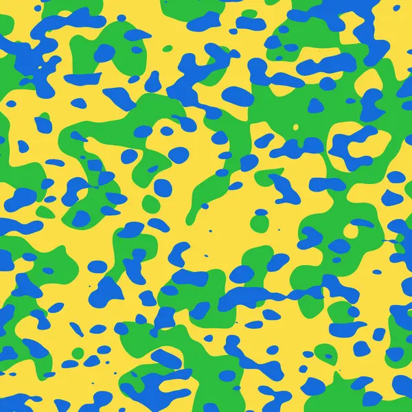 Parlak yeşil ve sarı mahi kamuflaj deseni koyu mavi damlalar ve modern dijital stil, moda tekstili, duvar sanatı, perde tasarımı ve şık masaüstü duvar kağıtları için mükemmel..
