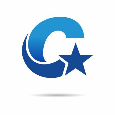 C harfi logo tasarım vektör şablonu