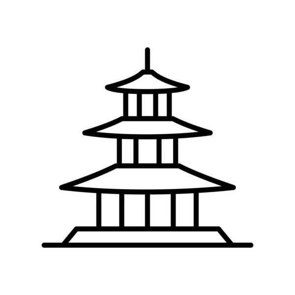 Ícone Torre Construção Linha Estilo Plano Ilustração Vetorial Fuji Fundo —  Vetores de Stock