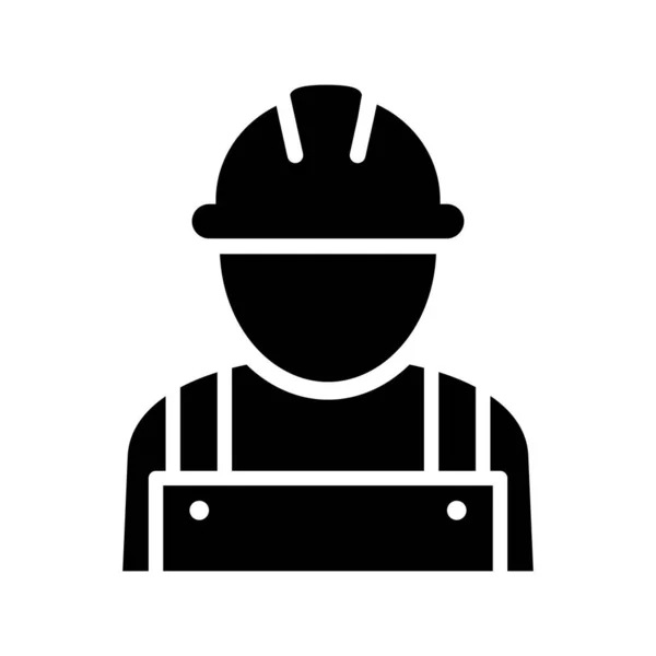 Construction Worker Helmet Builder Hammer Wrench Industrial Tool Black Outline — Stock Vector