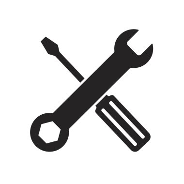 İngiliz anahtarı ve tornavida ikonu. vektör illüstrasyonu
