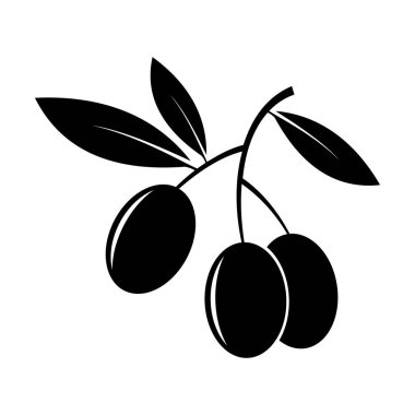 Siyah beyaz vektör illüstrasyonlu zeytin dalı